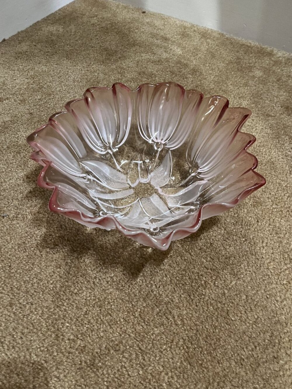 Mikasa Walther Glas Pink Frosted Tulip Bowl, Vintage